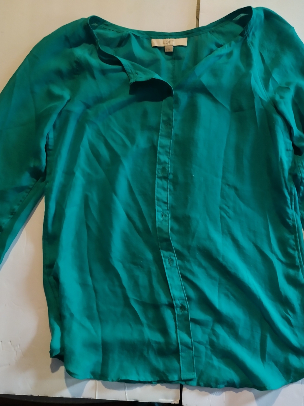 LOFT Teal Green Button-Down Casual Shirt Size Small